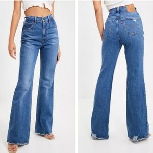 Levi's 70s High Rise Flare Medium Distressed Step Hem Jeans Womens SZ 29/30 8